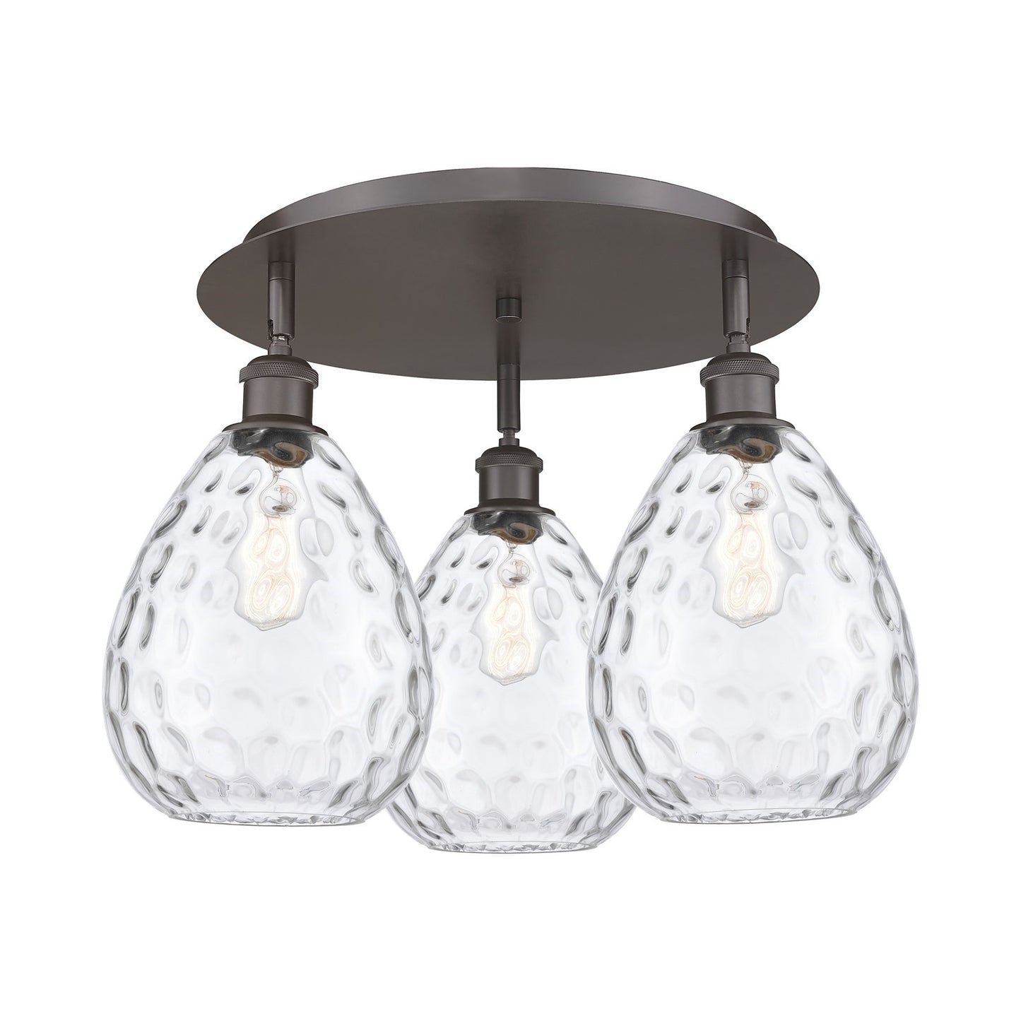 Innovations Waverly 20in 3-Light Semi-Flush Mount | Industrial Oil Rubbed Bronze and Clear Glass | Kitchen & Hallway | Model 516-3C-OB-G372