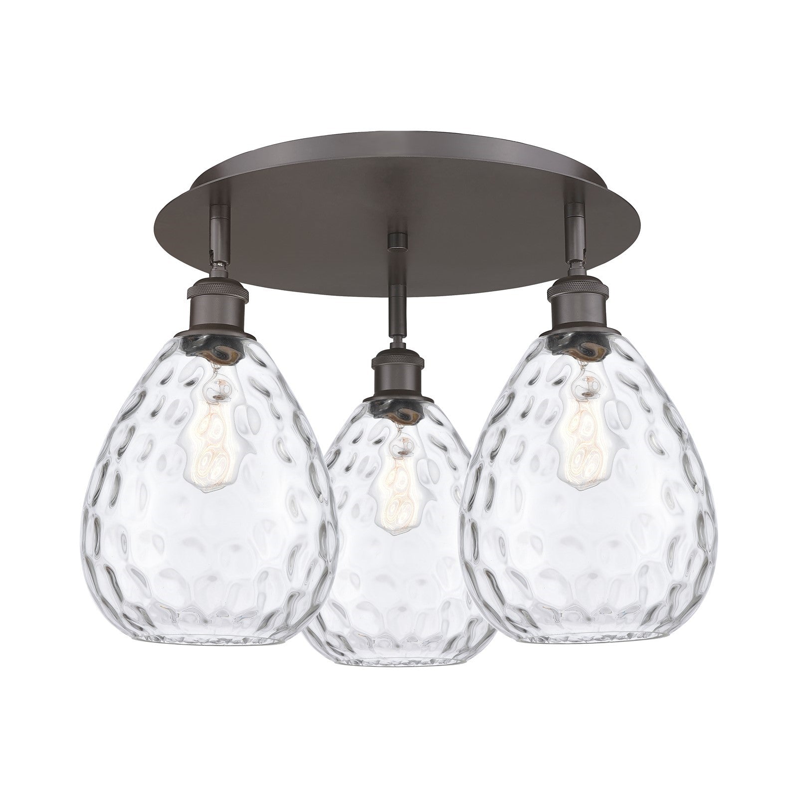 Innovations Waverly 20in 3-Light Semi-Flush Mount | Industrial Oil Rubbed Bronze and Clear Glass | Kitchen & Hallway | Model 516-3C-OB-G372