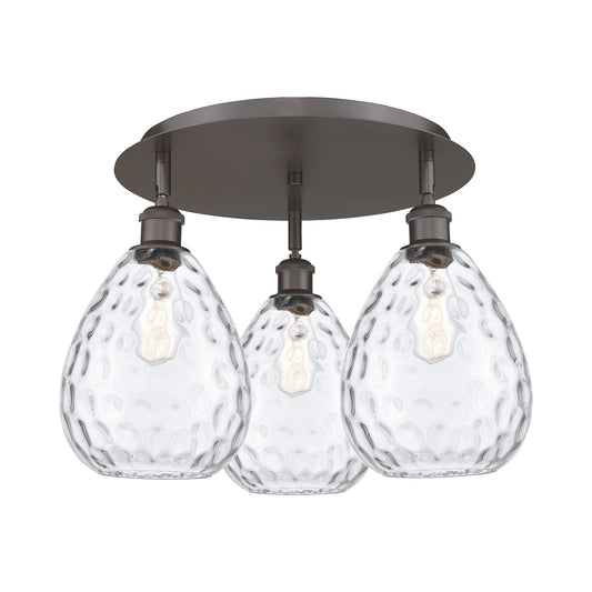 Innovations Waverly 20in 3-Light Semi-Flush Mount | Industrial Oil Rubbed Bronze and Clear Glass | Kitchen & Hallway | Model 516-3C-OB-G372