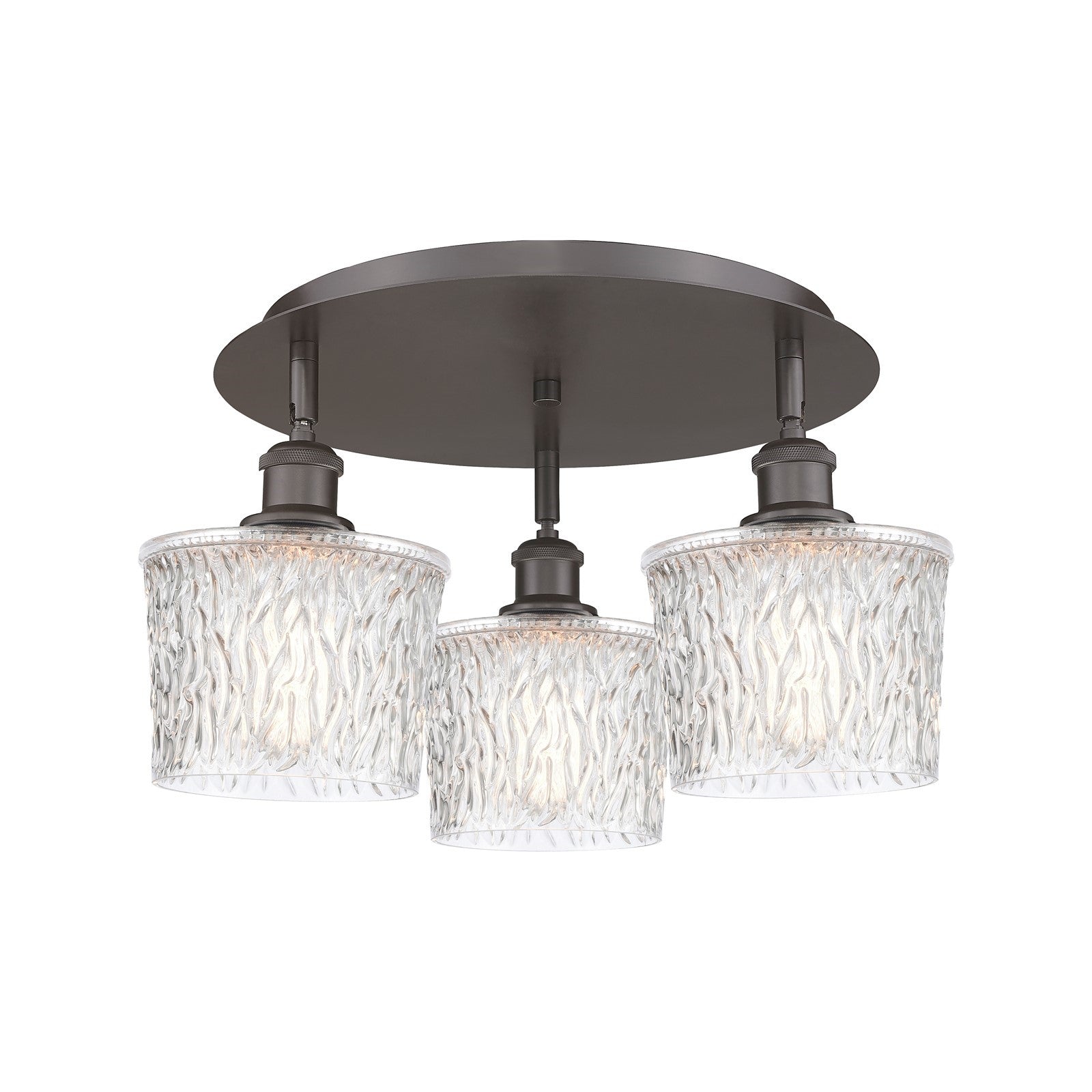 Innovations Niagara 18in 3-Light Semi-Flush Mount | Industrial Oil Rubbed Bronze and Clear Glass | Kitchen & Dining Room | Model 516-3C-OB-G402