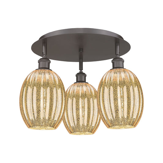 Innovations Preston Bulb 18in 3-Light Semi-Flush | Industrial Oil Rubbed Bronze and Mercury Glass | Kitchen & Hallway | Model 516-3C-OB-G459-6ME