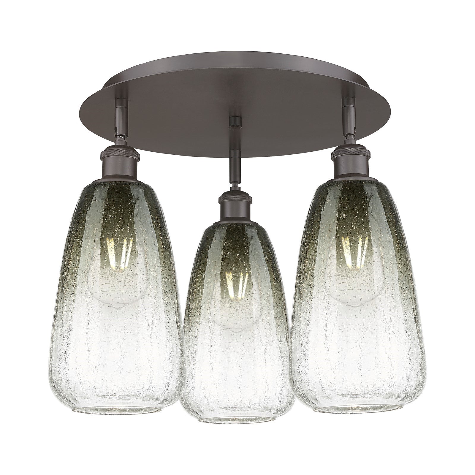 Innovations Brookhaven Almond 18in 3-Light Semi-Flush Mount | Industrial Oil Rubbed Bronze and Slate Glass | Kitchen | Model 516-3C-OB-G480-6SL