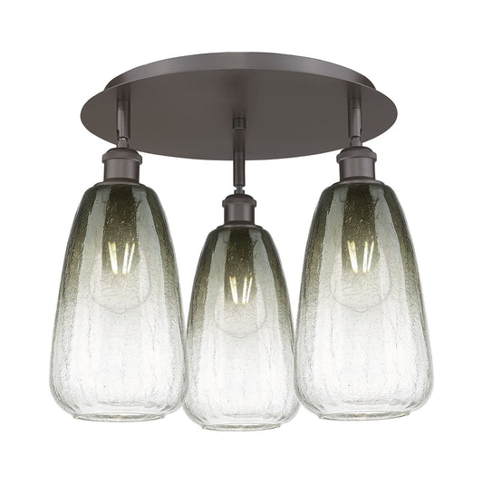 Innovations Brookhaven Almond 18in 3-Light Semi-Flush Mount | Industrial Oil Rubbed Bronze and Slate Glass | Kitchen | Model 516-3C-OB-G480-6SL