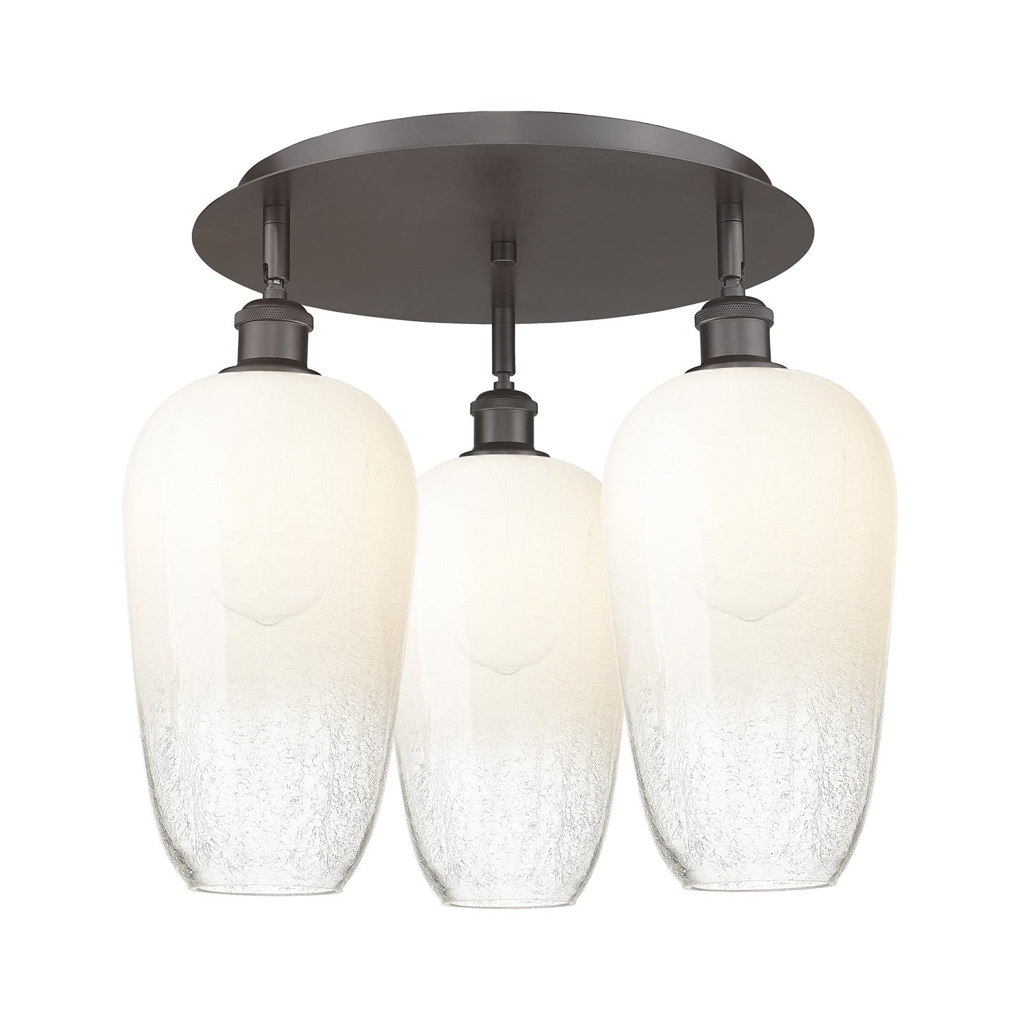 Innovations Brookhaven Flute 19in 3-Light Semi-Flush | Industrial Oil Rubbed Bronze and Opal Glass | Kitchen & Dining Room | Model 516-3C-OB-G484-7OP