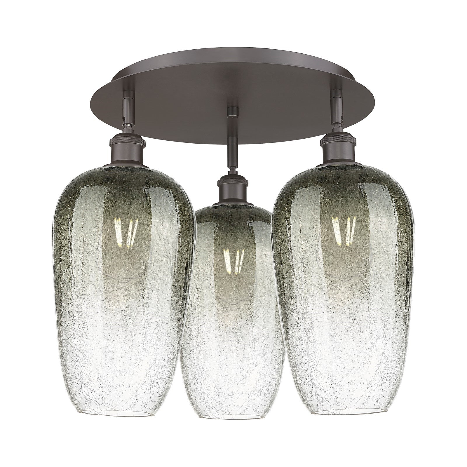 Innovations Brookhaven Flute 19in 3-Light Semi-Flush | Industrial Oil Rubbed Bronze and Slate Glass | Kitchen & Dining | Model 516-3C-OB-G484-7SL