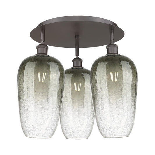 Innovations Brookhaven Flute 19in 3-Light Semi-Flush | Industrial Oil Rubbed Bronze and Slate Glass | Kitchen & Dining | Model 516-3C-OB-G484-7SL