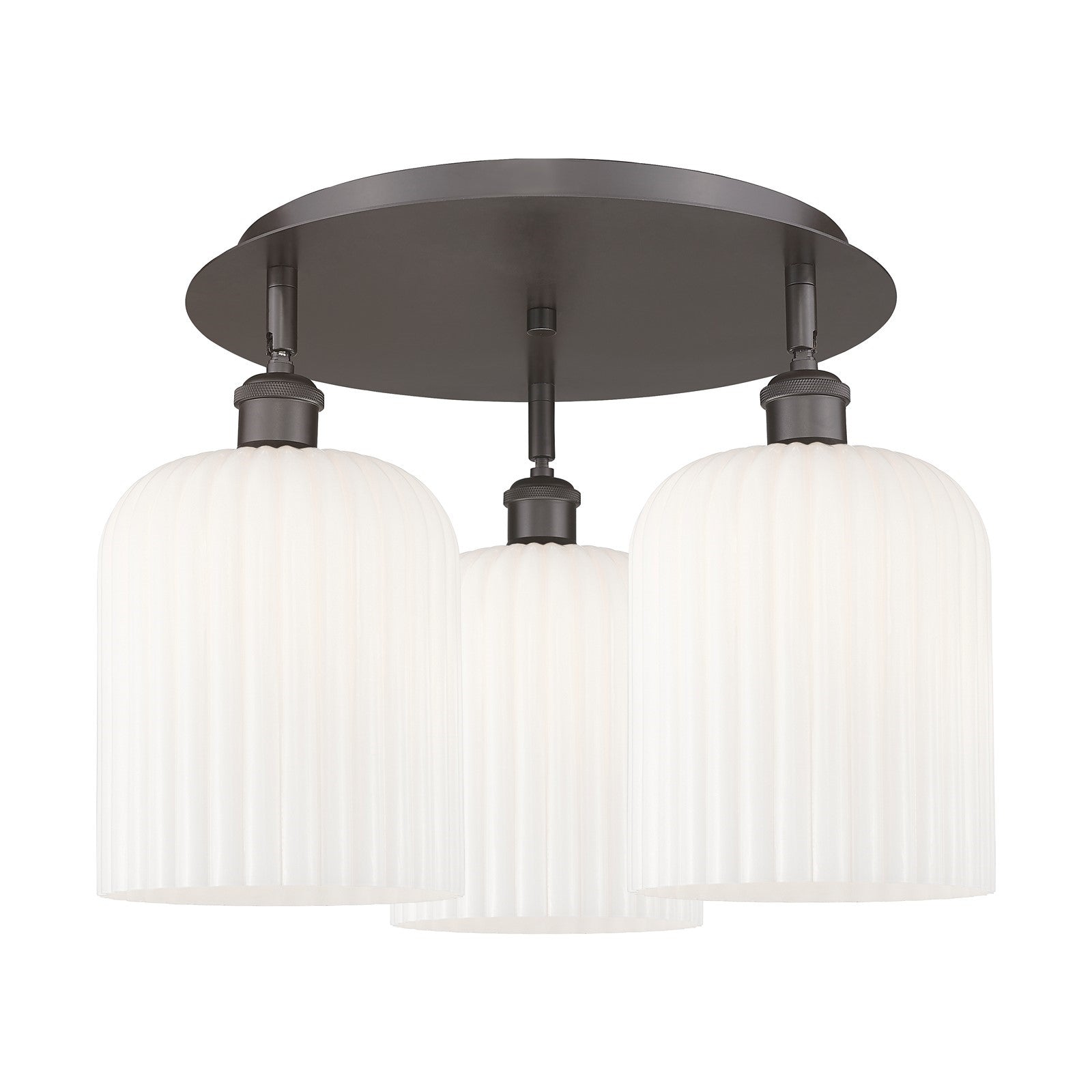 Innovations Bridal Veil 17in 3-Light Semi-Flush | Art Nouveau Oil Rubbed Bronze and Gloss White Glass | Kitchen & Dining | Model 516-3C-OB-G559-8GWH