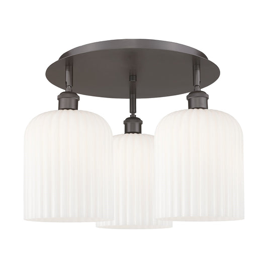 Innovations Bridal Veil 17in 3-Light Semi-Flush | Art Nouveau Oil Rubbed Bronze and Gloss White Glass | Kitchen & Dining | Model 516-3C-OB-G559-8GWH