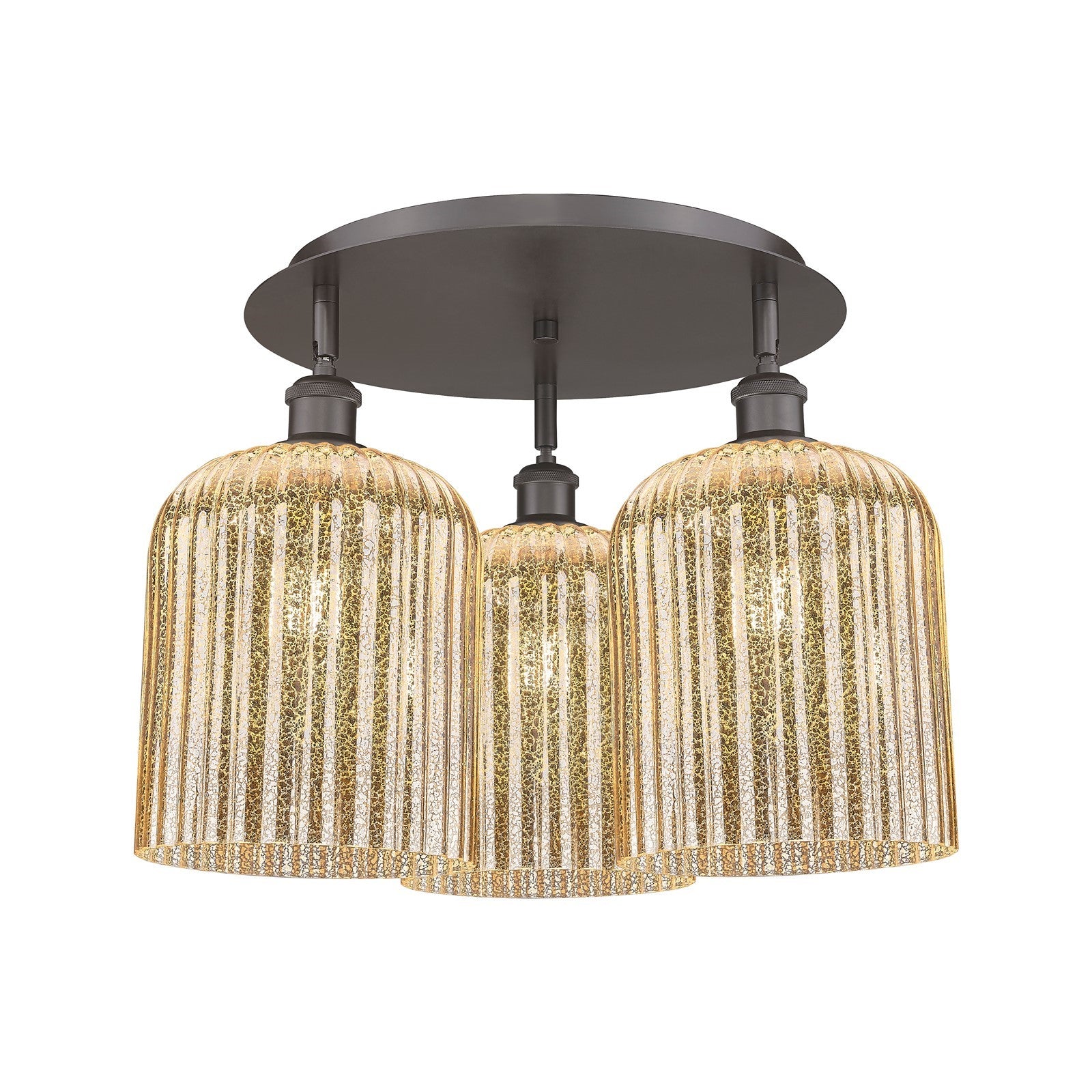 Innovations Bridal Veil 17in 3-Light Semi-Flush | Art Nouveau Oil Rubbed Bronze and Mercury Glass | Kitchen & Dining Room | Model 516-3C-OB-G559-8ME