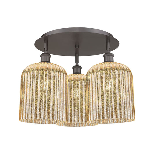 Innovations Bridal Veil 17in 3-Light Semi-Flush | Art Nouveau Oil Rubbed Bronze and Mercury Glass | Kitchen & Dining Room | Model 516-3C-OB-G559-8ME