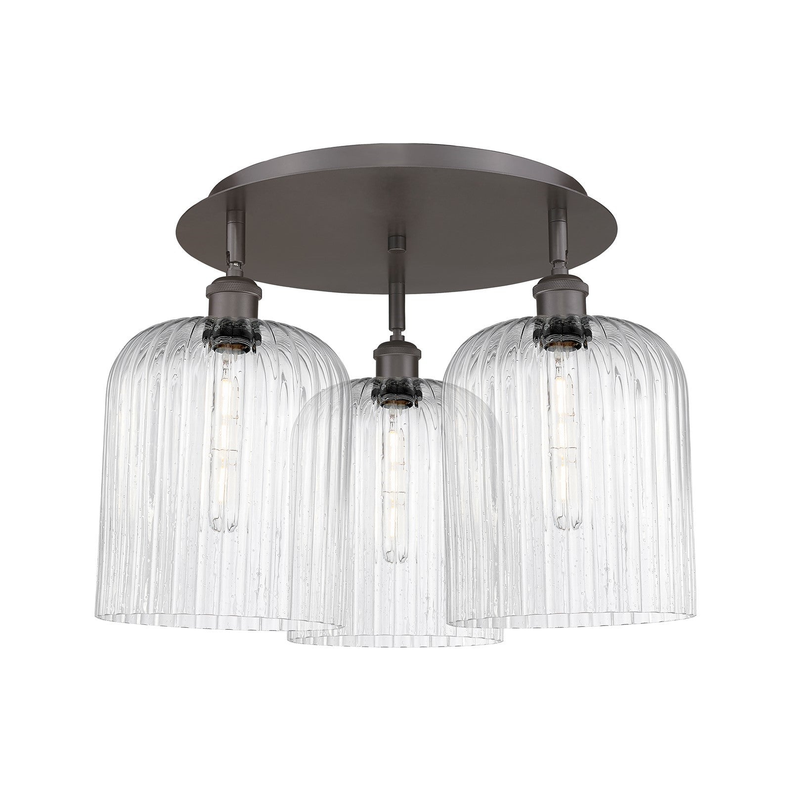 Innovations Bridal Veil 17in 3-Light Semi-Flush Mount | Art Nouveau Oil Rubbed Bronze and Seedy Glass | Bedroom & Hallway | Model 516-3C-OB-G559-8SDY