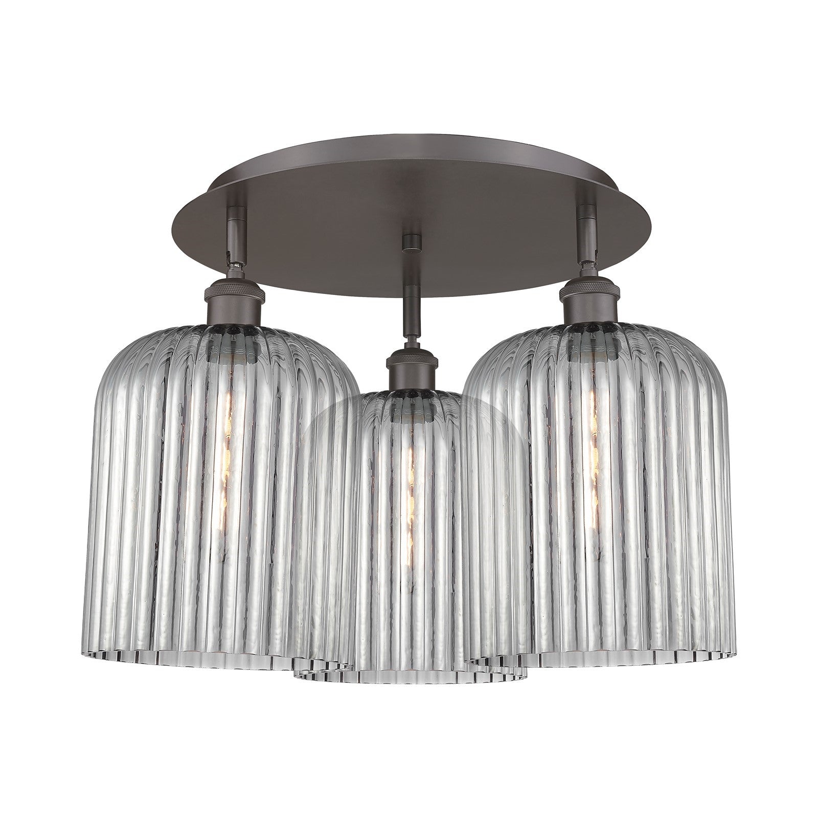Innovations Bridal Veil 17in 3-Light Semi-Flush Mount | Art Nouveau Oil Rubbed Bronze and Light Smoke Glass | Bedroom | Model 516-3C-OB-G559-8SM