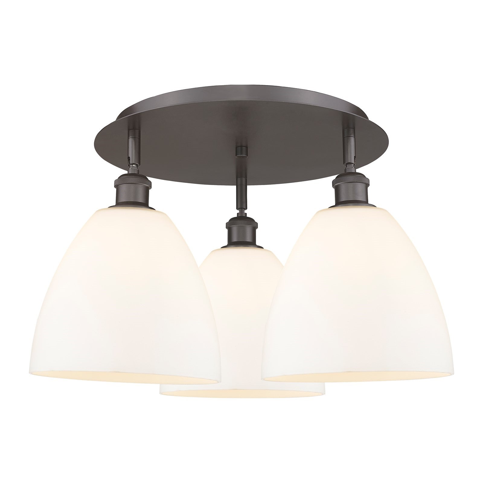 Innovations Bristol 21in 3-Light Semi-Flush Mount | Industrial Oil Rubbed Bronze and Matte White Glass | Kitchen & Dining | Model 516-3C-OB-GBD-91