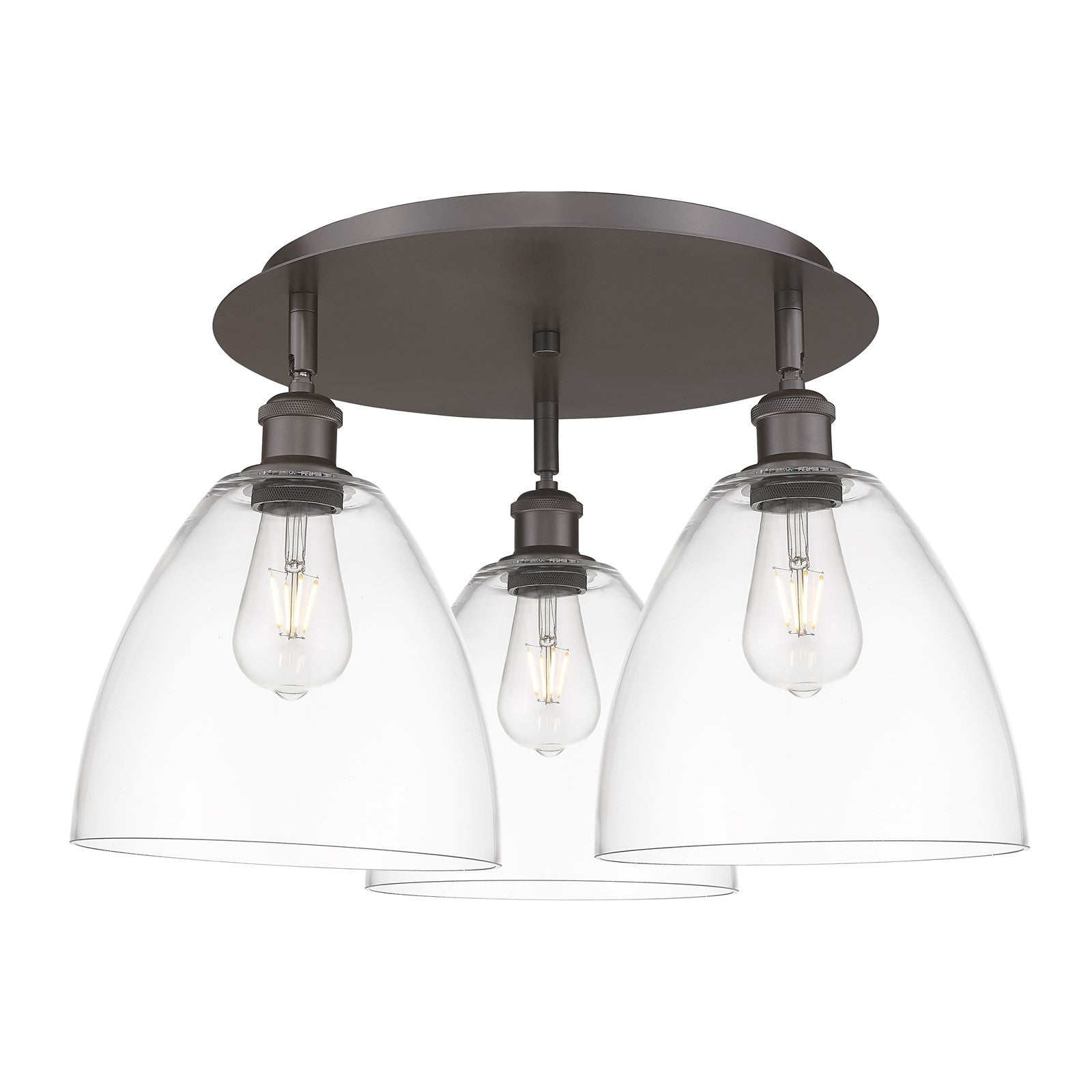 Innovations Bristol 21in 3-Light Semi-Flush Mount | Industrial Oil Rubbed Bronze and Clear Glass | Kitchen & Dining Room | Model 516-3C-OB-GBD-92