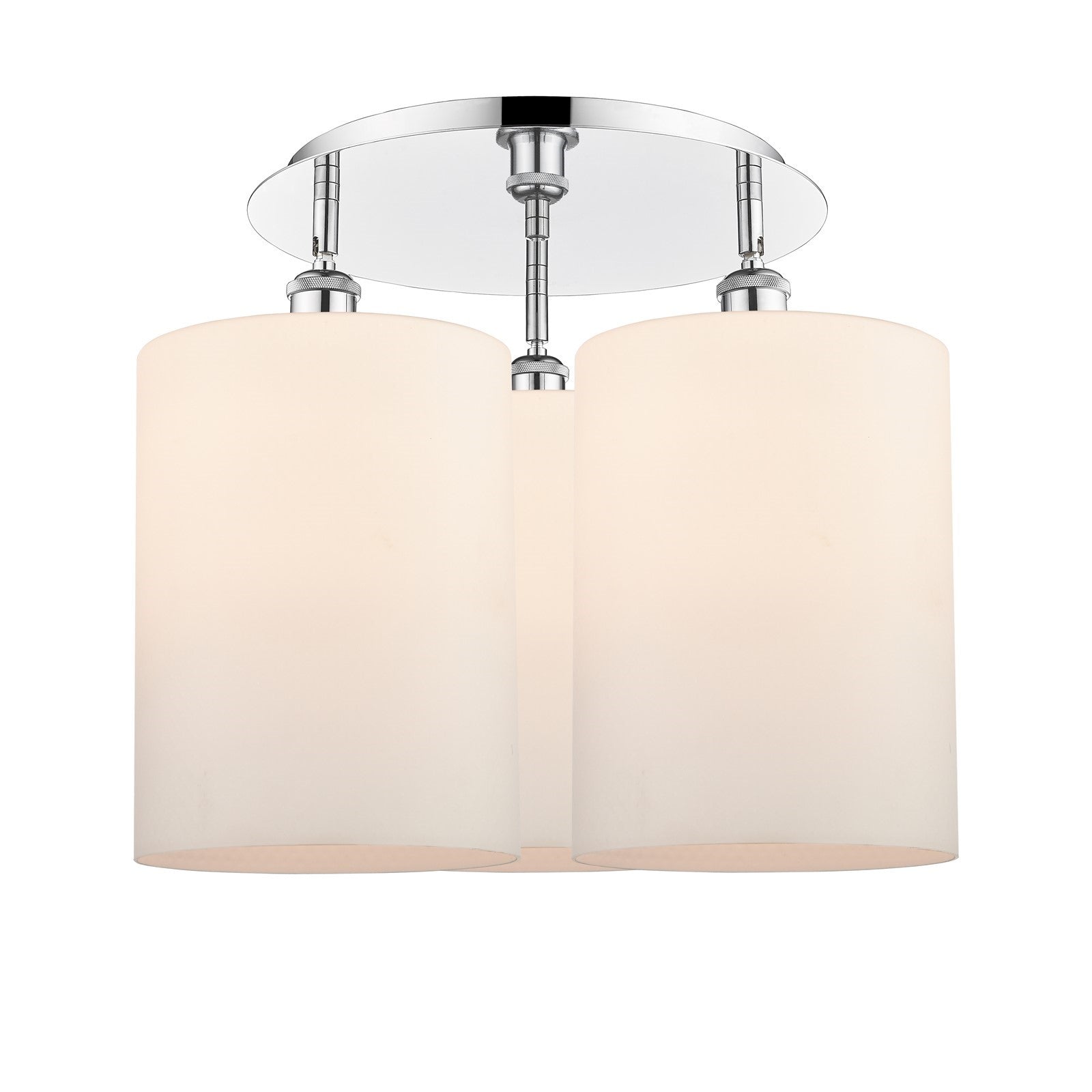 Innovations Cobbleskill 21in 3-Light Semi-Flush Mount | Modern Polished Chrome and Matte White Glass | Kitchen & Dining Room | Model 516-3C-PC-G111-L