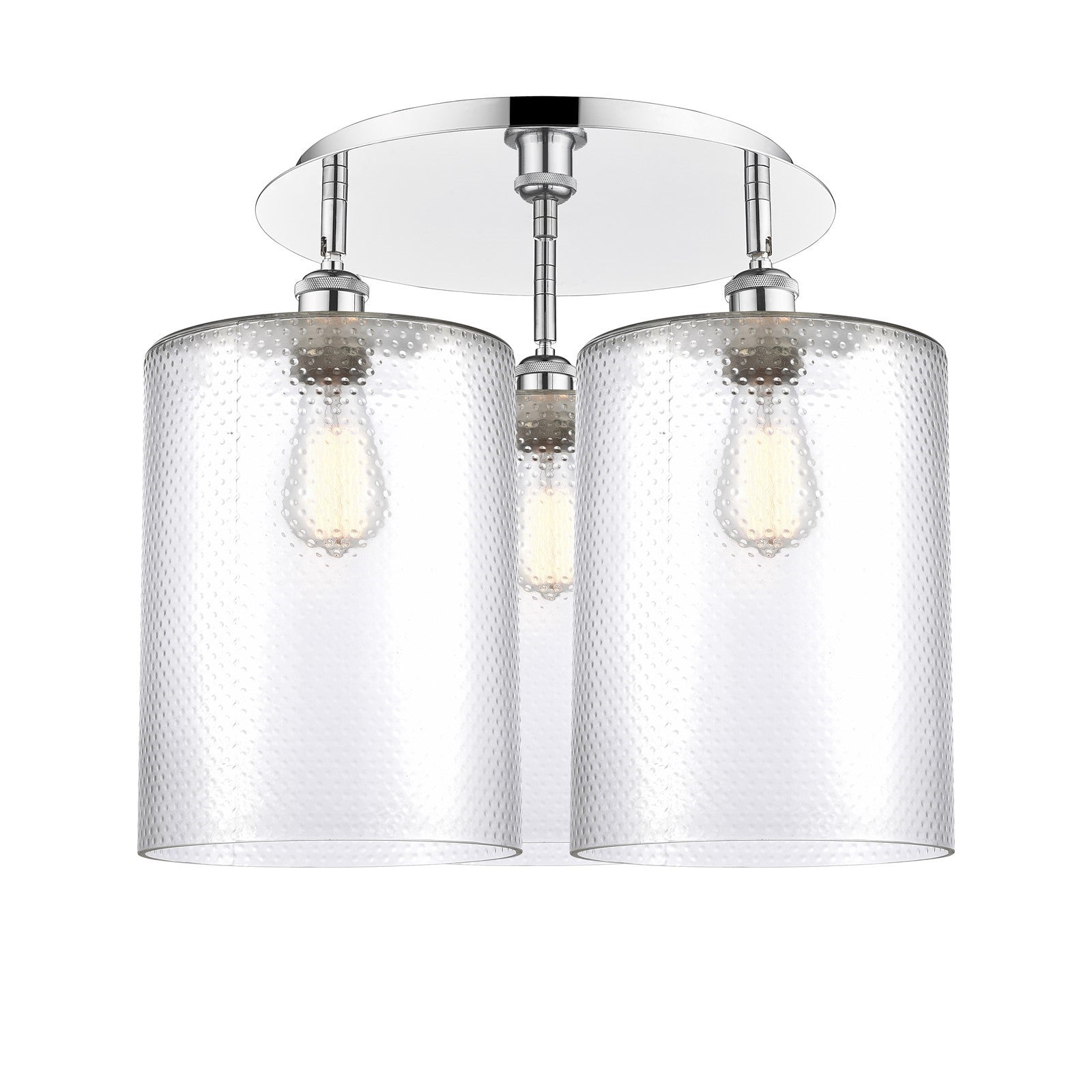 Innovations Cobbleskill 21in 3-Light Semi-Flush Mount | Industrial Polished Chrome and Clear Glass | Kitchen & Hallway | Model 516-3C-PC-G112-L