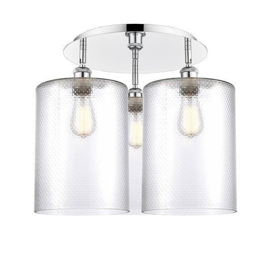 Innovations Cobbleskill 21in 3-Light Semi-Flush Mount | Industrial Polished Chrome and Clear Glass | Kitchen & Hallway | Model 516-3C-PC-G112-L