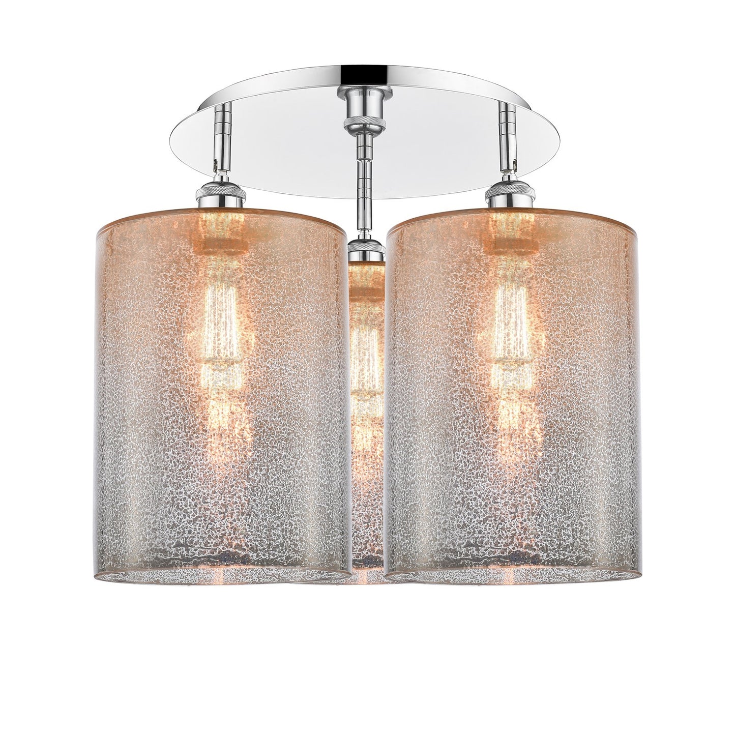 Innovations Cobbleskill 21in 3-Light Semi-Flush Mount | Industrial Polished Chrome and Mercury Glass | Kitchen & Hallway | Model 516-3C-PC-G116-L