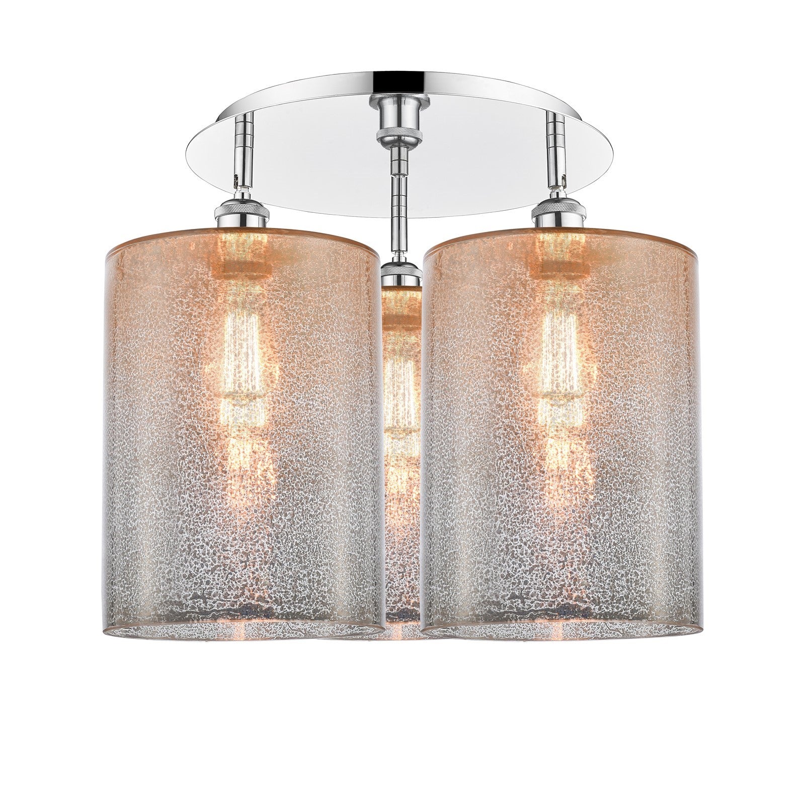 Innovations Cobbleskill 21in 3-Light Semi-Flush Mount | Industrial Polished Chrome and Mercury Glass | Kitchen & Hallway | Model 516-3C-PC-G116-L