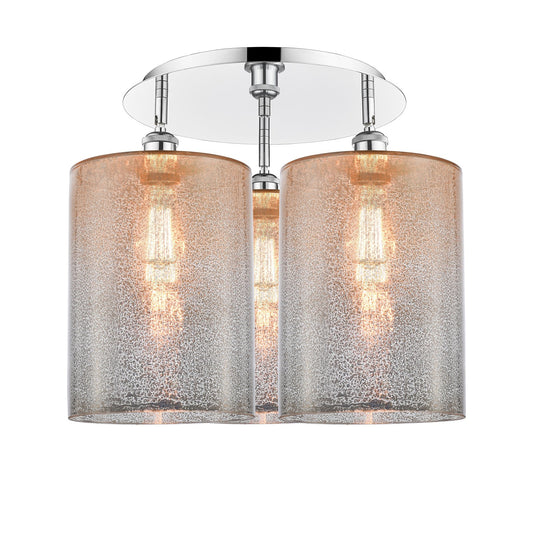 Innovations Cobbleskill 21in 3-Light Semi-Flush Mount | Industrial Polished Chrome and Mercury Glass | Kitchen & Hallway | Model 516-3C-PC-G116-L