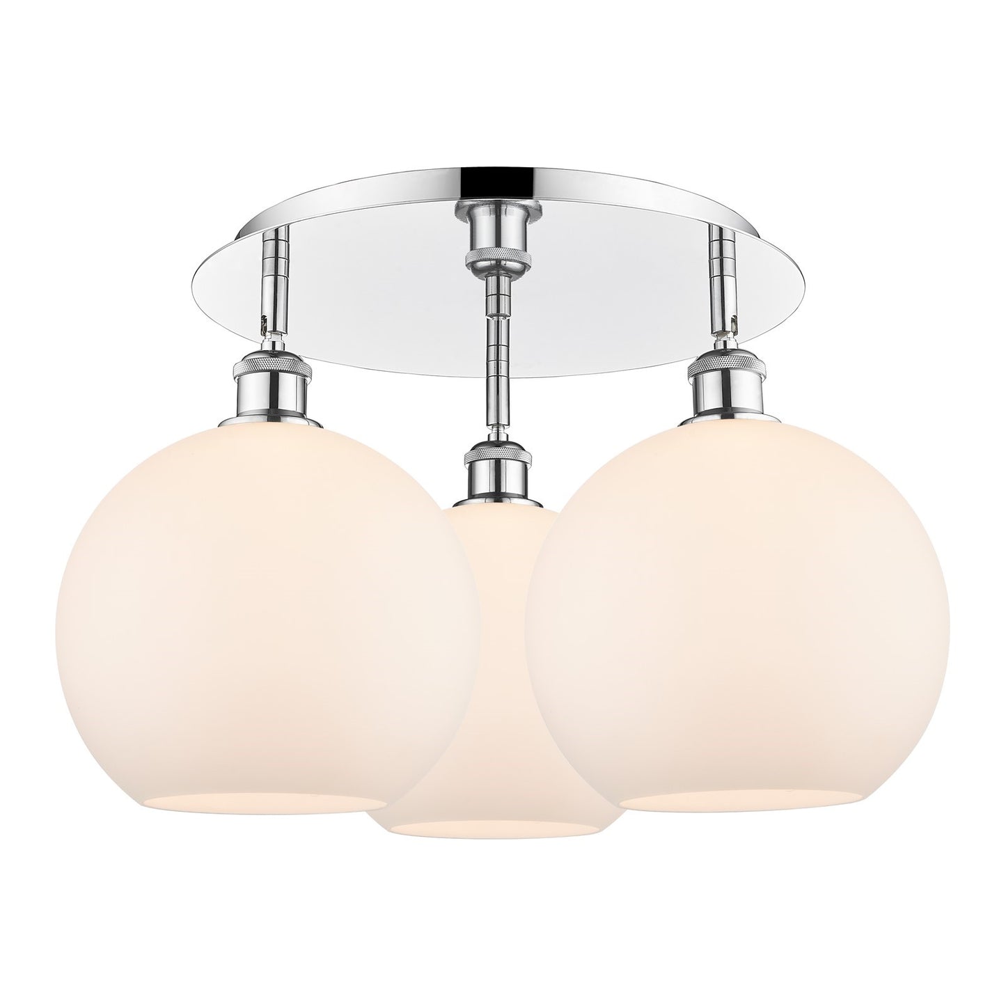 Innovations Athens 22in 3-Light Semi-Flush Mount | Industrial Polished Chrome and Matte White Glass | Kitchen & Hallway | Model 516-3C-PC-G121-10
