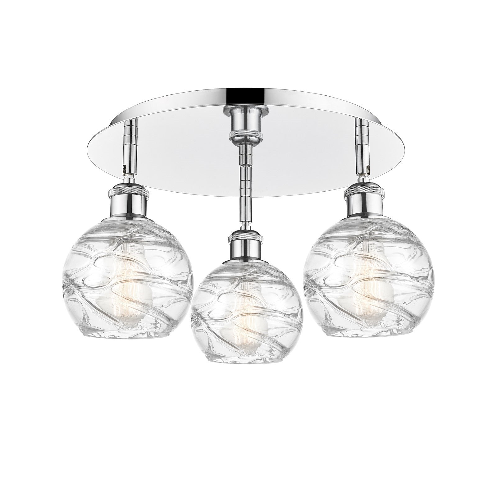 Innovations Athens Deco Swirl 17.625in 3-Light Semi-Flush | Industrial Polished Chrome and Clear Glass | Kitchen & Dining | Model 516-3C-PC-G1213-6CL