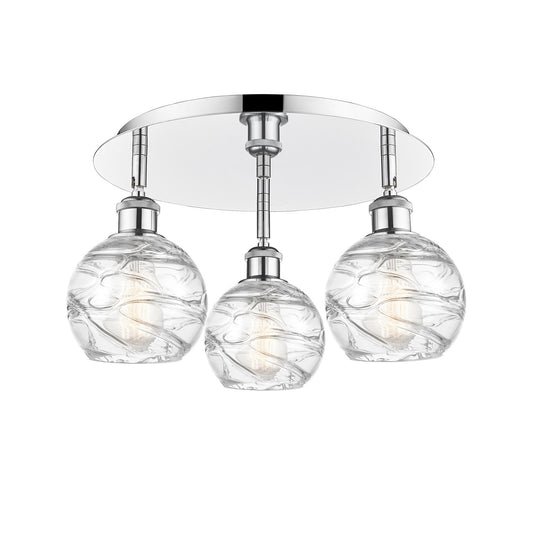 Innovations Athens Deco Swirl 17.625in 3-Light Semi-Flush | Industrial Polished Chrome and Clear Glass | Kitchen & Dining | Model 516-3C-PC-G1213-6CL