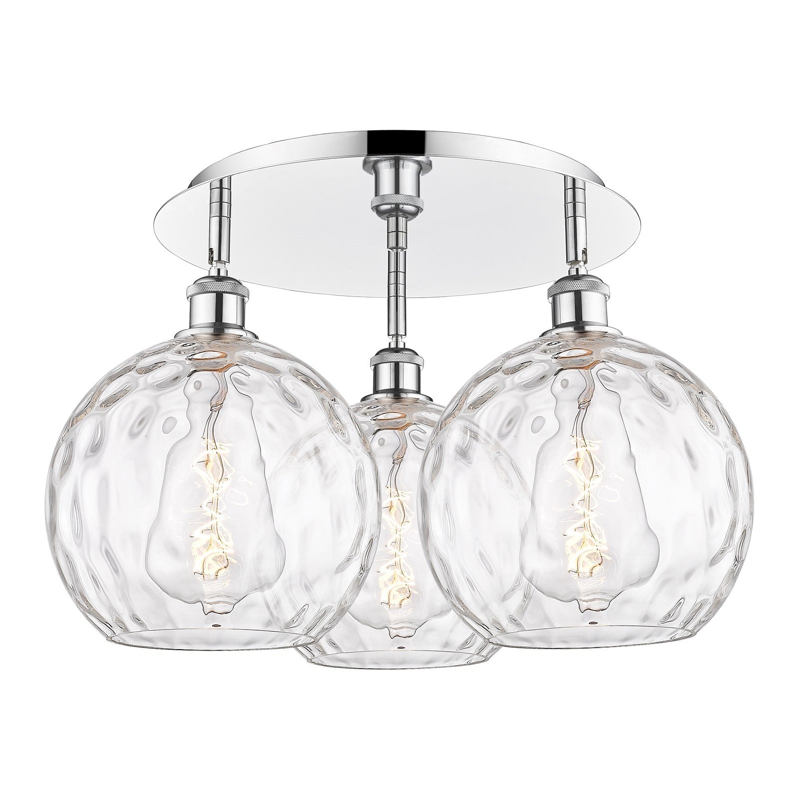 Innovations Athens Water Glass 21.75in 3-Light Semi-Flush | Industrial Polished Chrome and Clear Glass | Kitchen & Dining | Model 516-3C-PC-G1215-10