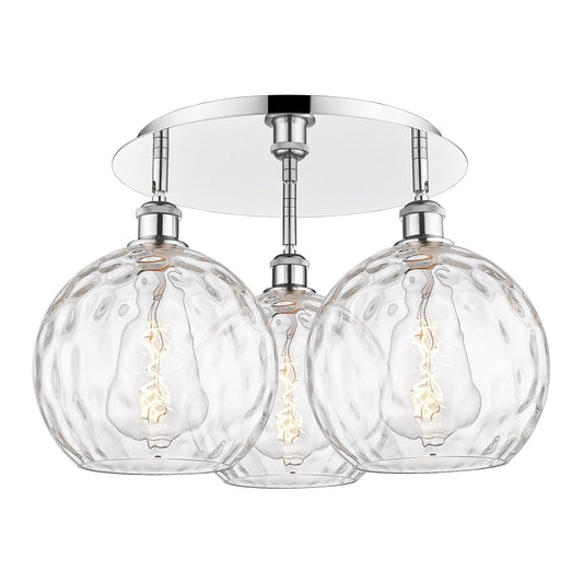 Innovations Athens Water Glass 21.75in 3-Light Semi-Flush | Industrial Polished Chrome and Clear Glass | Kitchen & Dining | Model 516-3C-PC-G1215-10