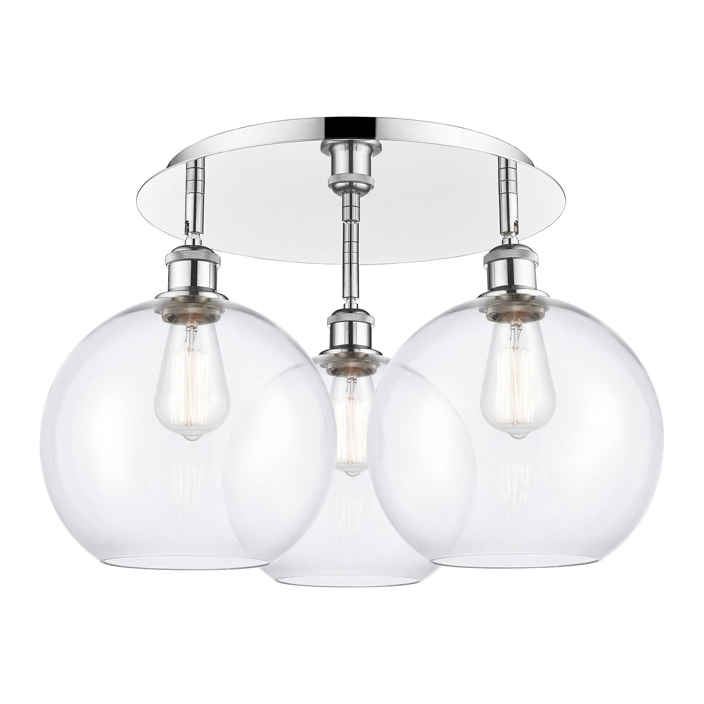 Innovations Athens 22in 3-Light Semi-Flush | Industrial Polished Chrome and Clear Glass | Kitchen & Dining Room | Model 516-3C-PC-G122-10