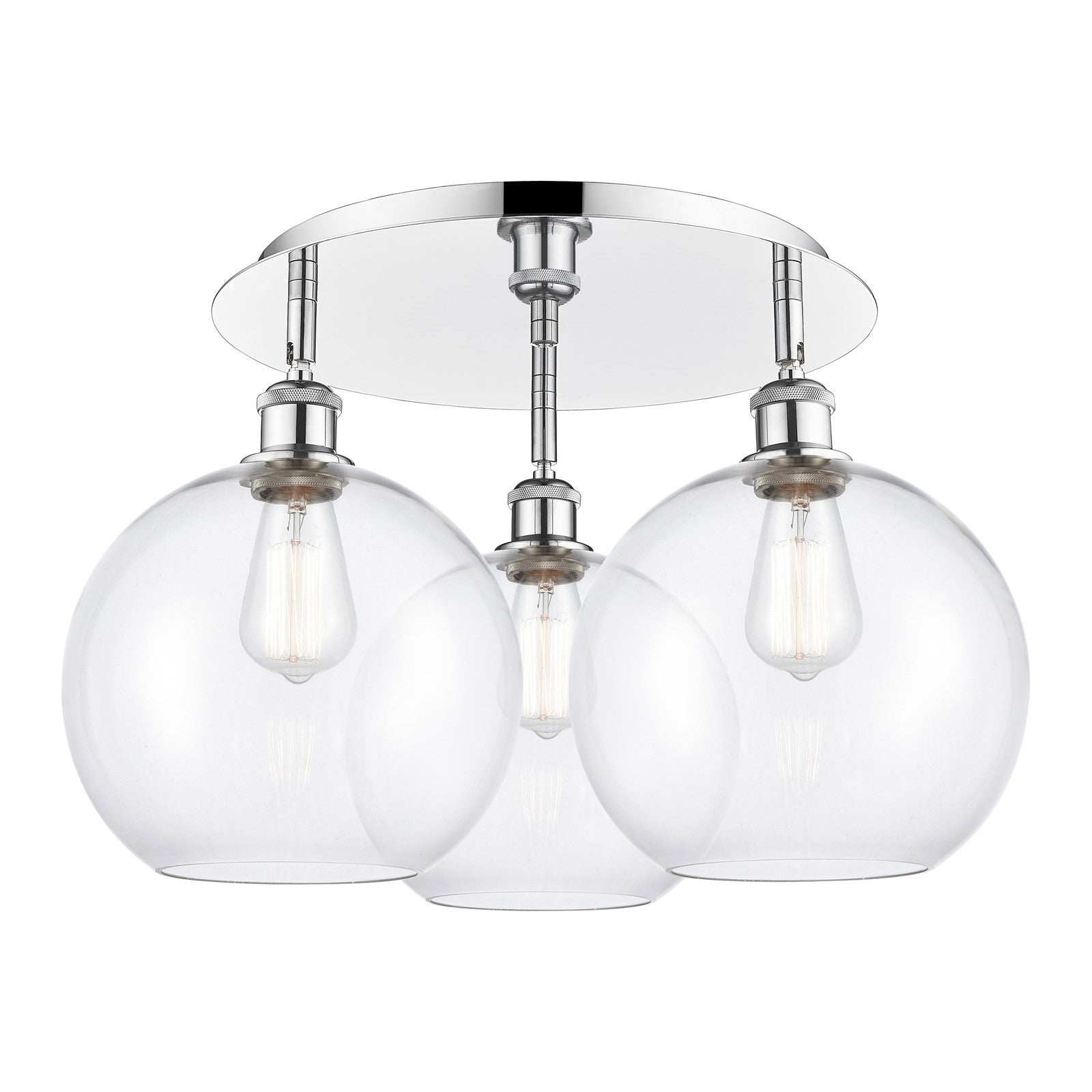 Innovations Athens 22in 3-Light Semi-Flush | Industrial Polished Chrome and Clear Glass | Kitchen & Dining Room | Model 516-3C-PC-G122-10
