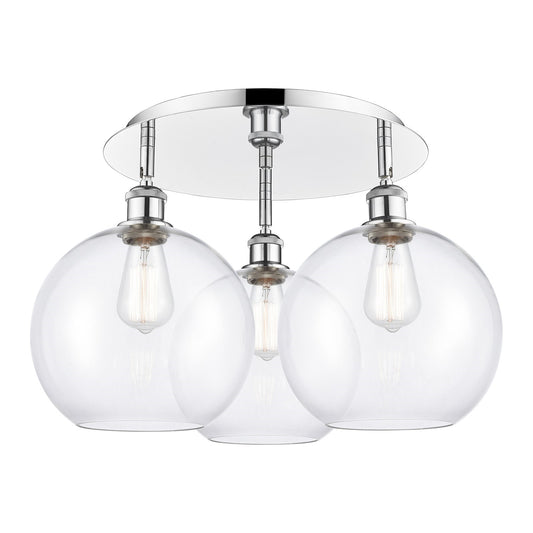 Innovations Athens 22in 3-Light Semi-Flush | Industrial Polished Chrome and Clear Glass | Kitchen & Dining Room | Model 516-3C-PC-G122-10