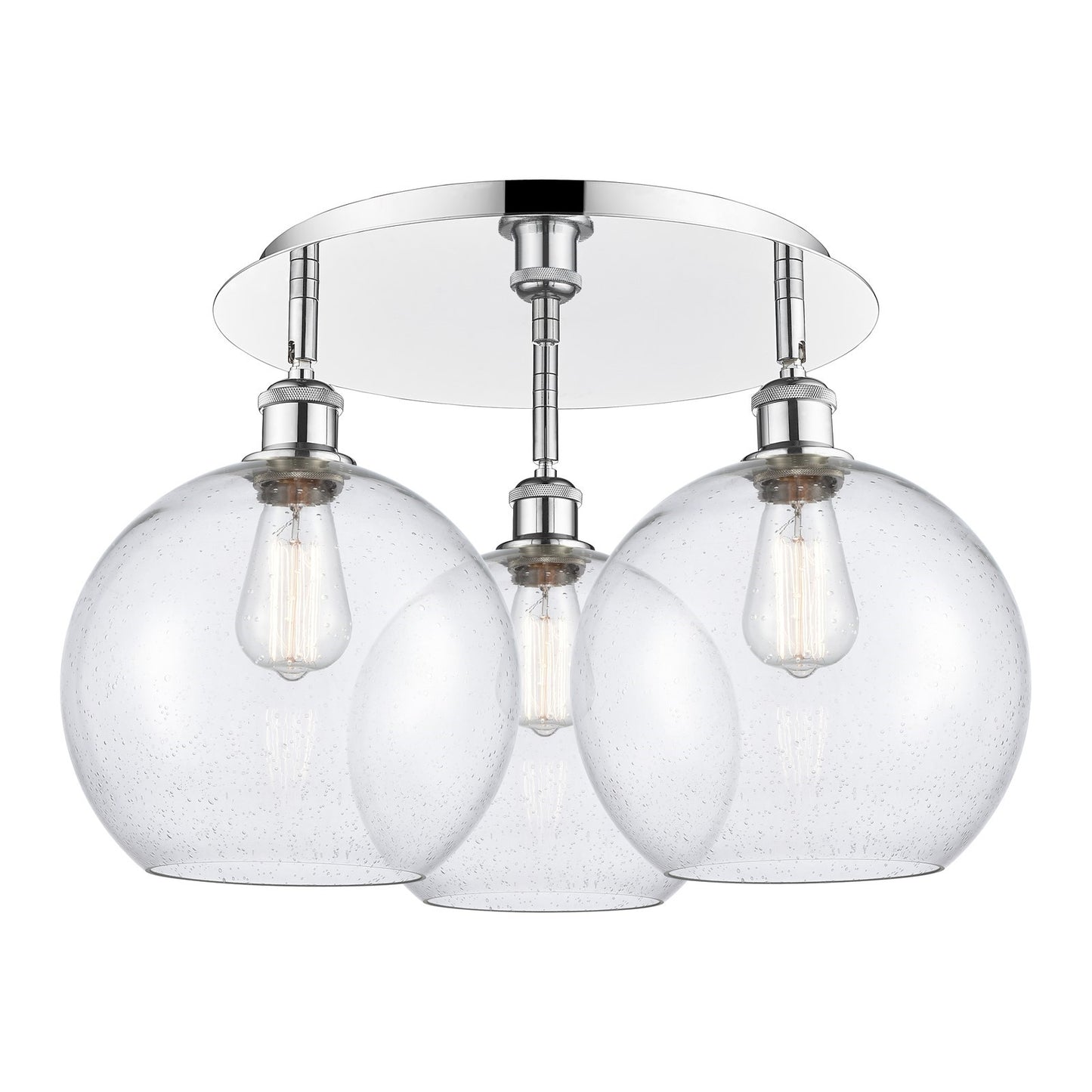 Innovations Athens 22in 3-Light Semi-Flush Mount | Industrial Polished Chrome and Seedy Glass | Damp-Rated Bathroom | Model 516-3C-PC-G124-10