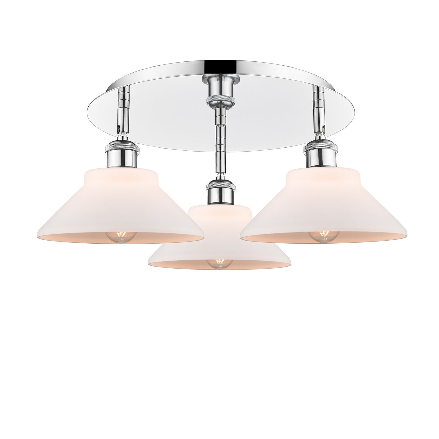 Innovations Orwell 20in 3-Light Semi-Flush | Industrial Polished Chrome and Matte White Glass | Kitchen & Dining Room | Model 516-3C-PC-G131