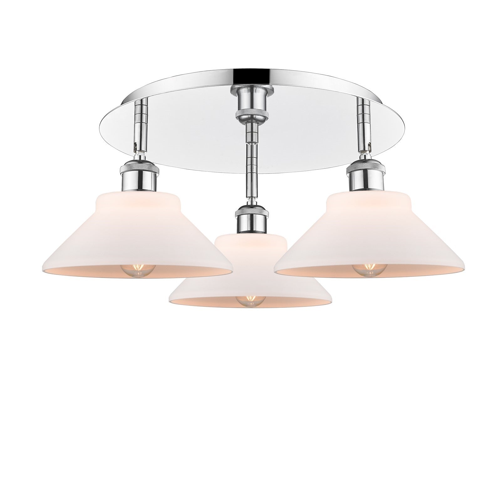 Innovations Orwell 20in 3-Light Semi-Flush | Industrial Polished Chrome and Matte White Glass | Kitchen & Dining Room | Model 516-3C-PC-G131