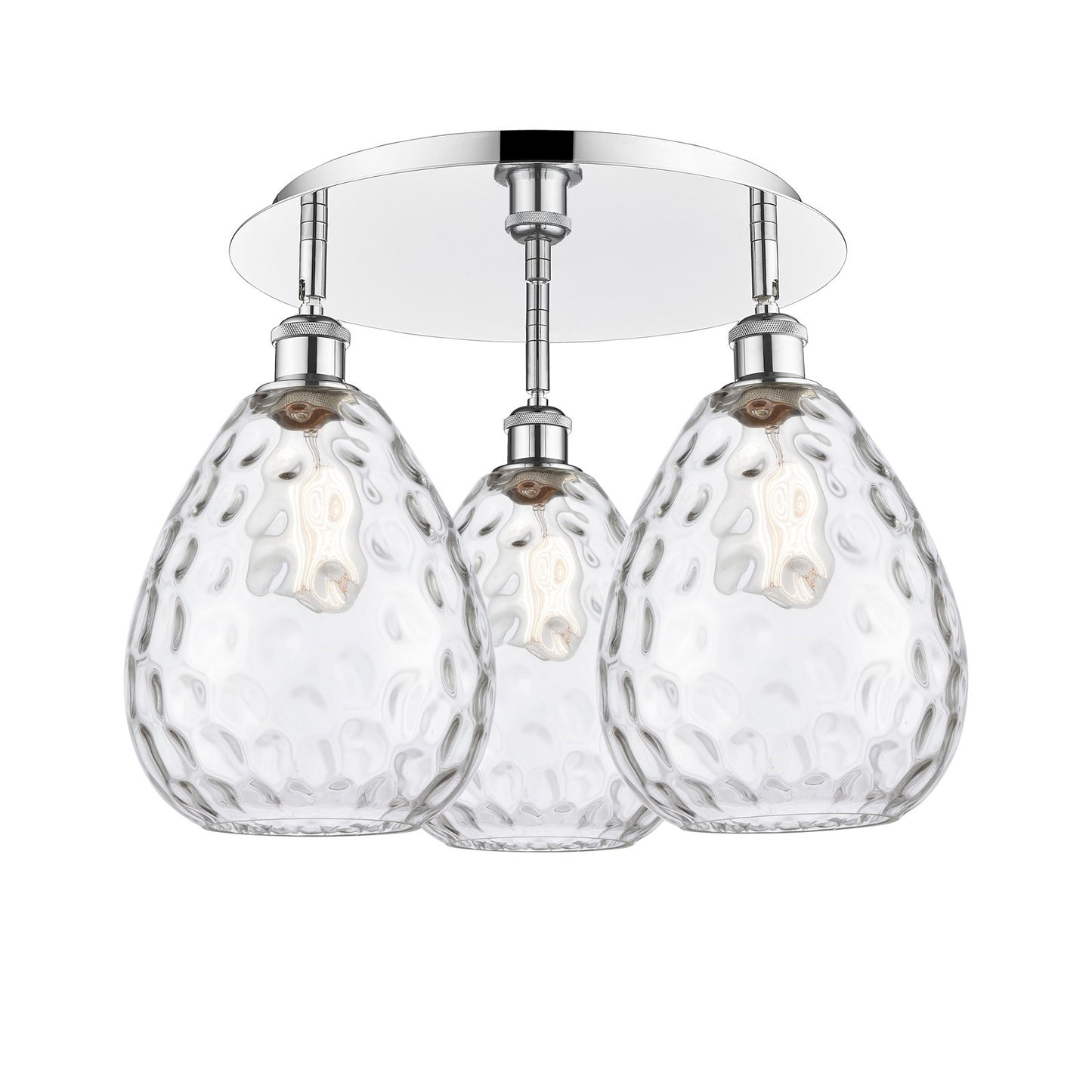 Innovations Waverly 20in 3-Light Semi-Flush | Industrial Polished Chrome and Clear Glass | Kitchen & Dining Room | Model 516-3C-PC-G372