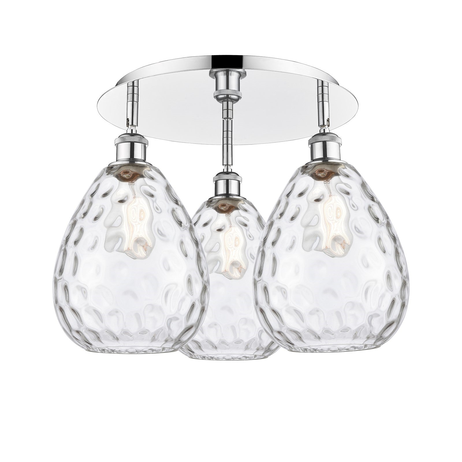 Innovations Waverly 20in 3-Light Semi-Flush | Industrial Polished Chrome and Clear Glass | Kitchen & Dining Room | Model 516-3C-PC-G372