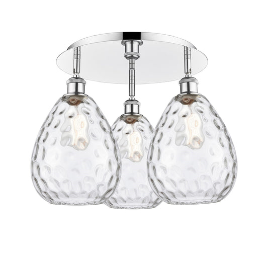 Innovations Waverly 20in 3-Light Semi-Flush | Industrial Polished Chrome and Clear Glass | Kitchen & Dining Room | Model 516-3C-PC-G372