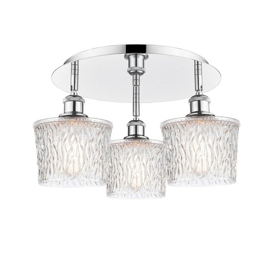 Innovations Niagara 18in 3-Light Semi-Flush | Industrial Polished Chrome and Clear Glass | Kitchen & Hallway | Model 516-3C-PC-G402
