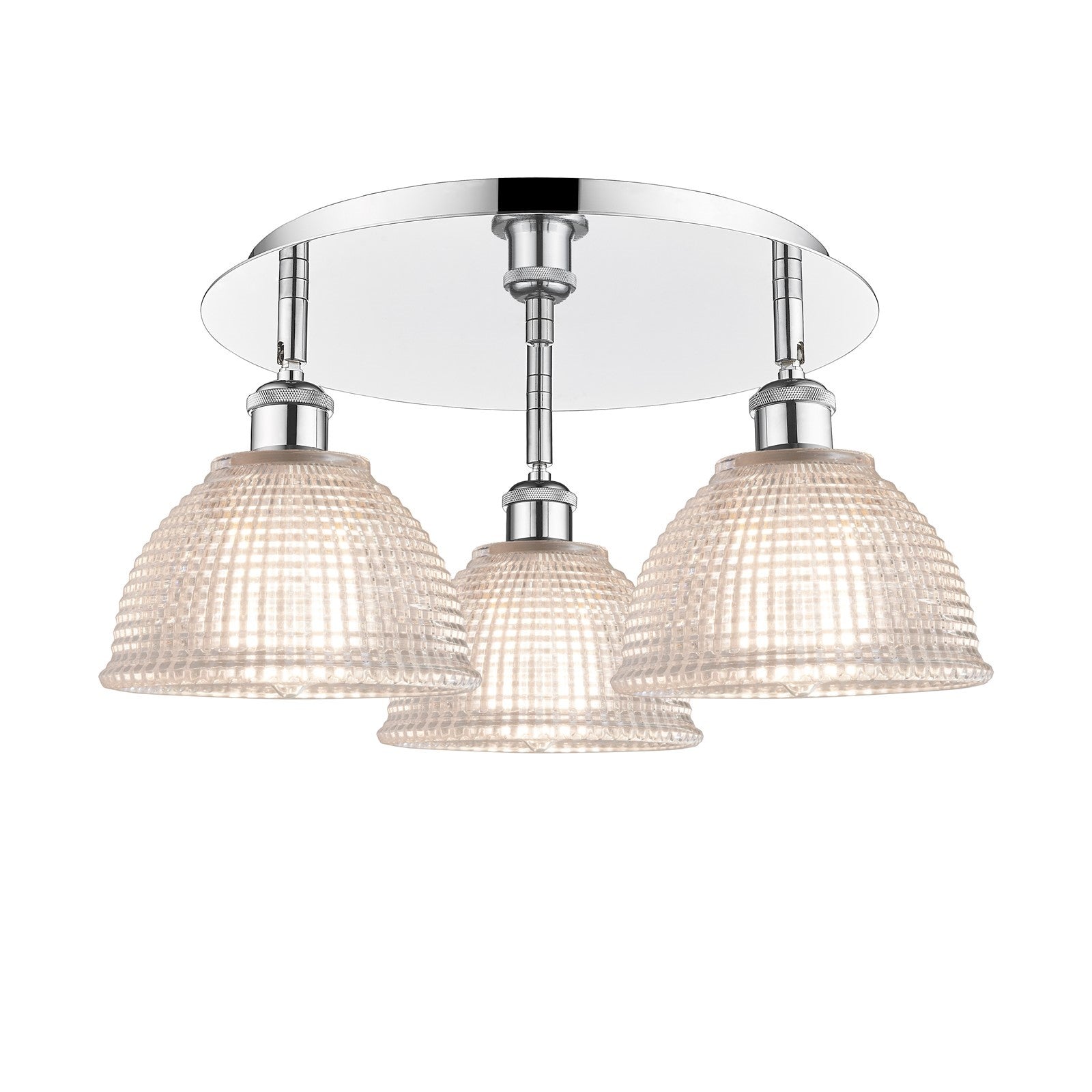 Innovations Arietta 20in 3-Light Semi-Flush | Industrial Polished Chrome and Clear Glass | Kitchen & Dining Room | Model 516-3C-PC-G422