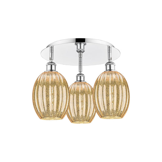 Innovations Preston Bulb 18in 3-Light Semi-Flush | Industrial Polished Chrome and Mercury Glass | Kitchen & Dining Room | Model 516-3C-PC-G459-6ME