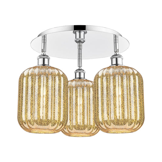 Innovations Preston Cylinder 18.5in 3-Light Semi-Flush | Industrial Polished Chrome and Mercury Glass | Kitchen & Hallway | Model 516-3C-PC-G460-7ME
