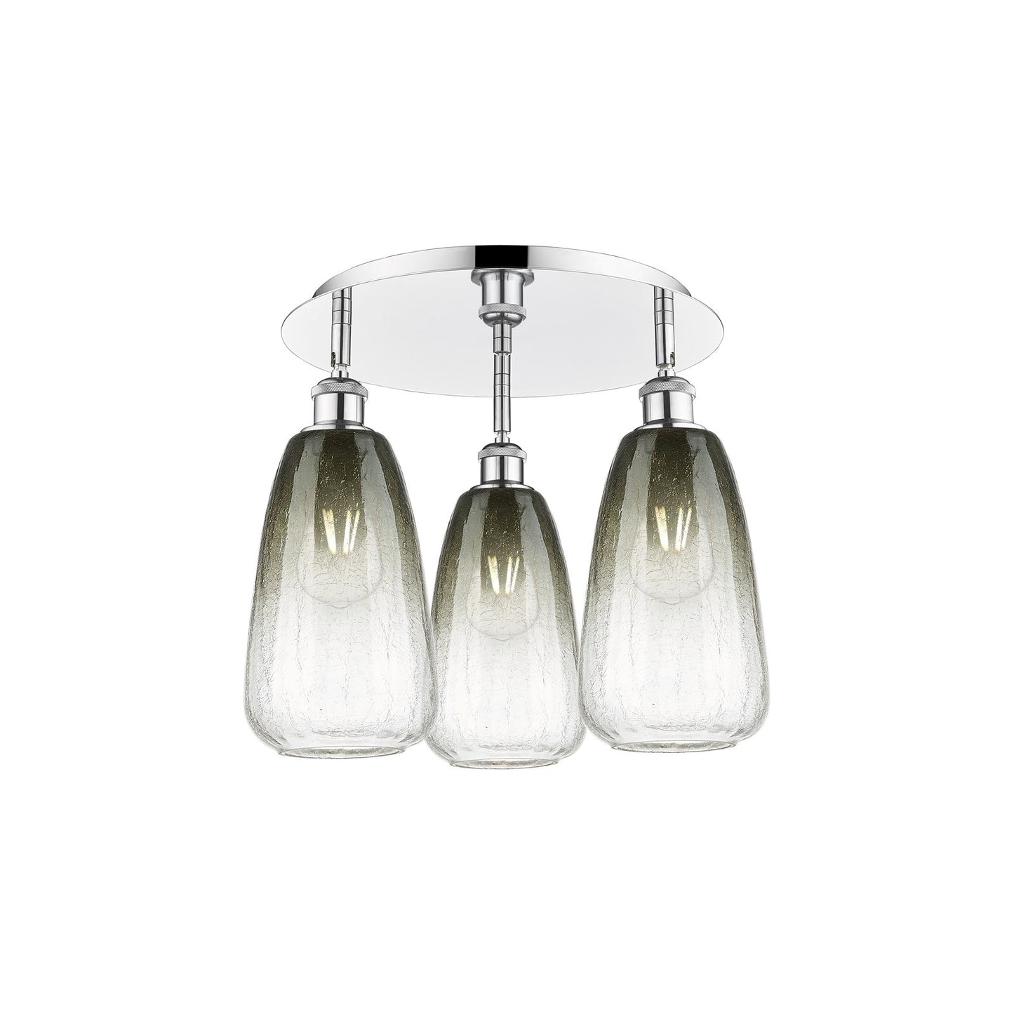 Innovations Brookhaven Almond 18in 3-Light Semi-Flush | Industrial Polished Chrome and Slate Glass | Kitchen & Hallway | Model 516-3C-PC-G480-6SL