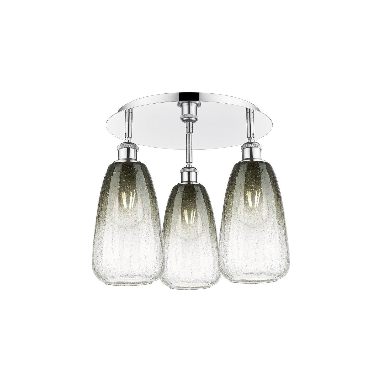 Innovations Brookhaven Almond 18in 3-Light Semi-Flush | Industrial Polished Chrome and Slate Glass | Kitchen & Hallway | Model 516-3C-PC-G480-6SL