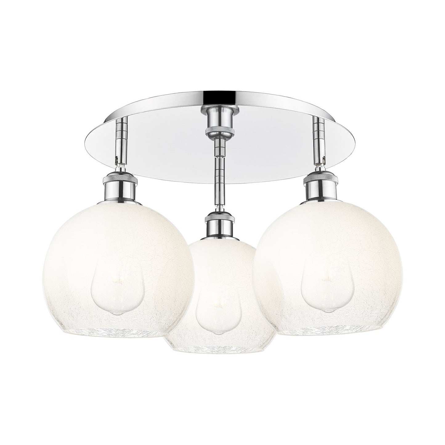 Innovations Brookhaven Globe 20in 3-Light Semi-Flush | Industrial Polished Chrome and Opal Glass | Kitchen & Hallway | Model 516-3C-PC-G483-8OP