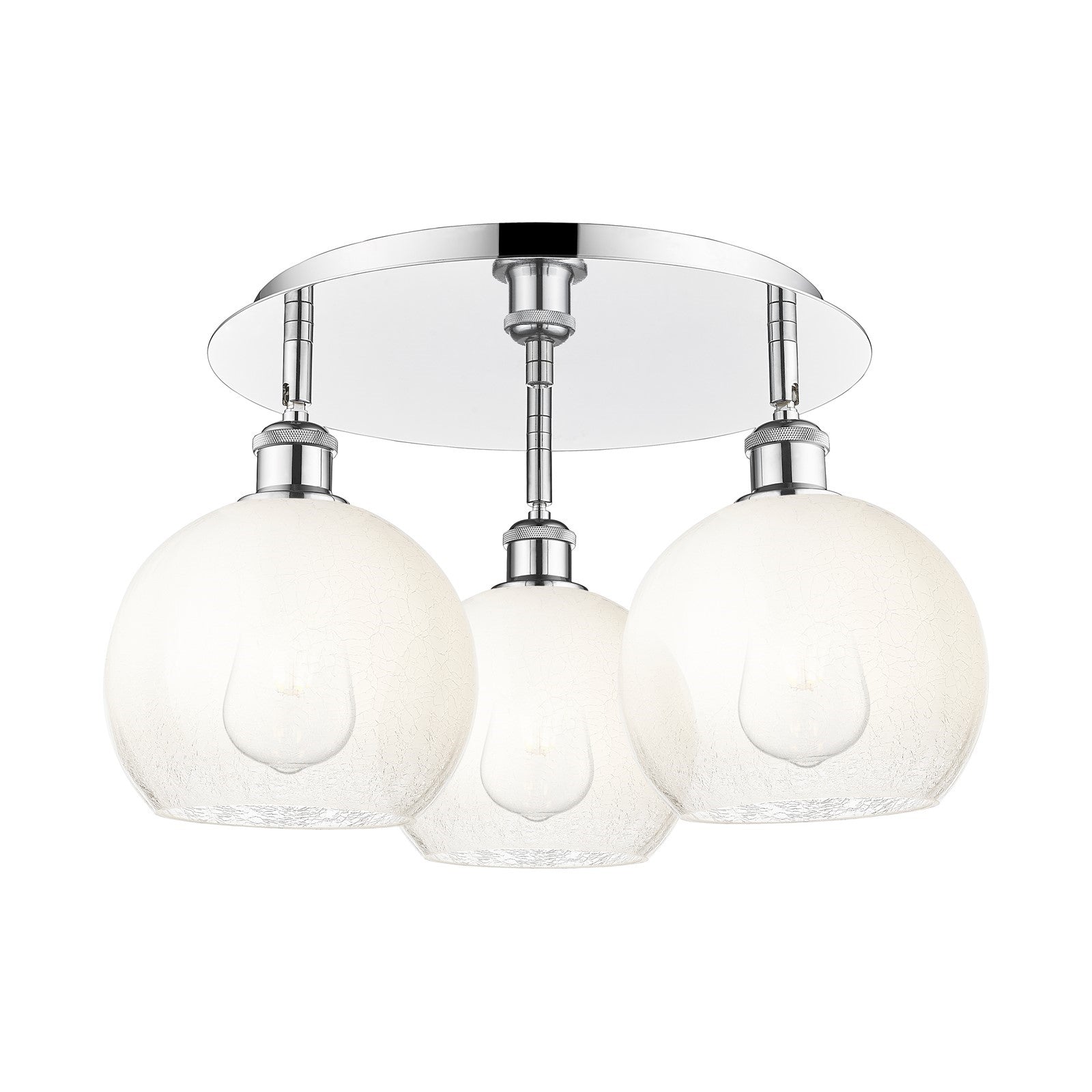 Innovations Brookhaven Globe 20in 3-Light Semi-Flush | Industrial Polished Chrome and Opal Glass | Kitchen & Hallway | Model 516-3C-PC-G483-8OP