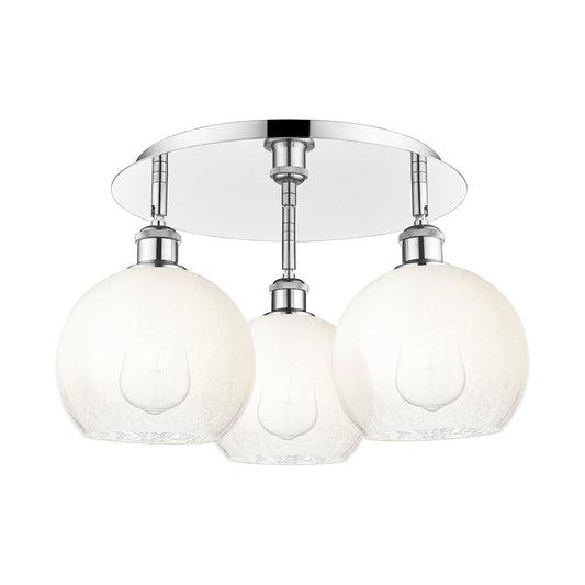 Innovations Brookhaven Globe 20in 3-Light Semi-Flush | Industrial Polished Chrome and Opal Glass | Kitchen & Hallway | Model 516-3C-PC-G483-8OP