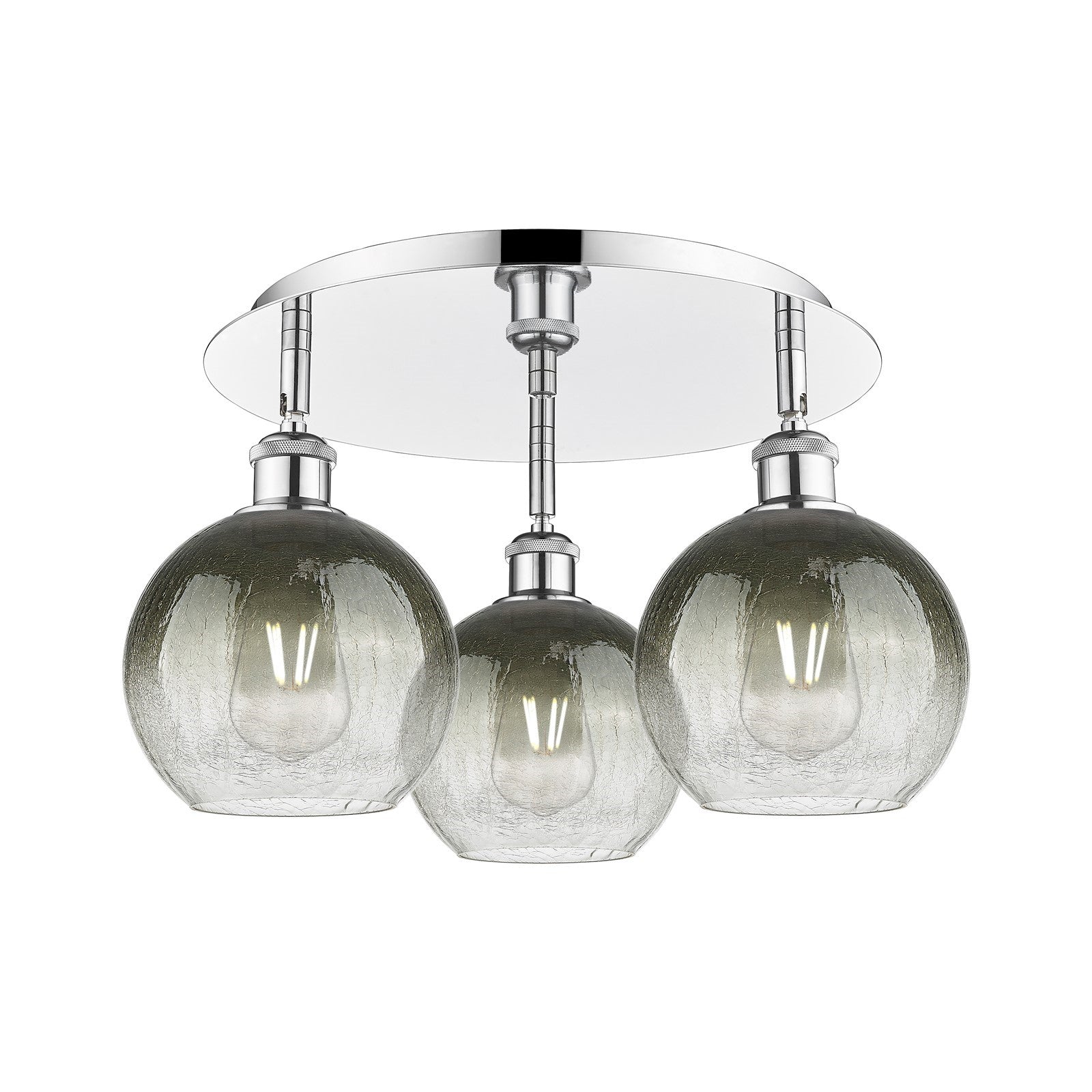 Innovations Brookhaven Globe 20in 3-Light Semi-Flush Mount | Industrial Polished Chrome and Slate Glass | Kitchen | Model 516-3C-PC-G483-8SL