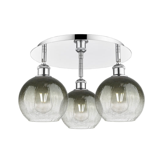 Innovations Brookhaven Globe 20in 3-Light Semi-Flush Mount | Industrial Polished Chrome and Slate Glass | Kitchen | Model 516-3C-PC-G483-8SL