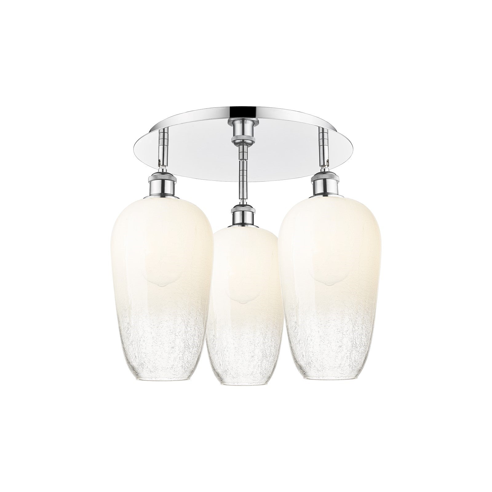 Innovations Brookhaven Flute 19in 3-Light Semi-Flush Mount | Industrial Polished Chrome and Opal Glass | Kitchen & Hallway | Model 516-3C-PC-G484-7OP